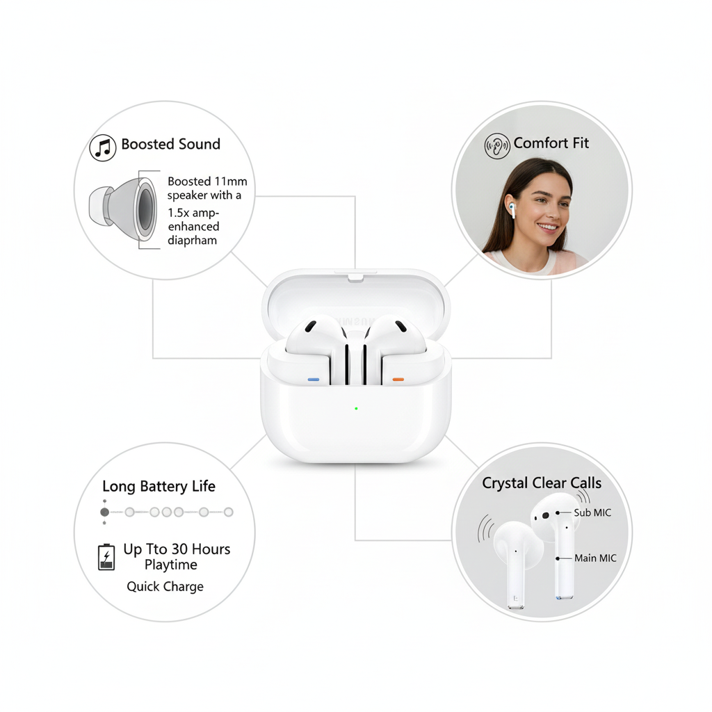 Samsung Galaxy Buds 3 Wireless Earbuds – Galaxy AI Interpreter | Hi-Fi 24-bit Audio | 36H Playtime
