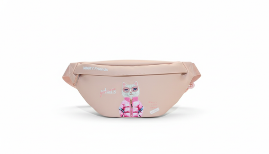 NIMMY Friends Kids Cat Design Waist Bag with Detachable Strap and Rose Gold Hardware