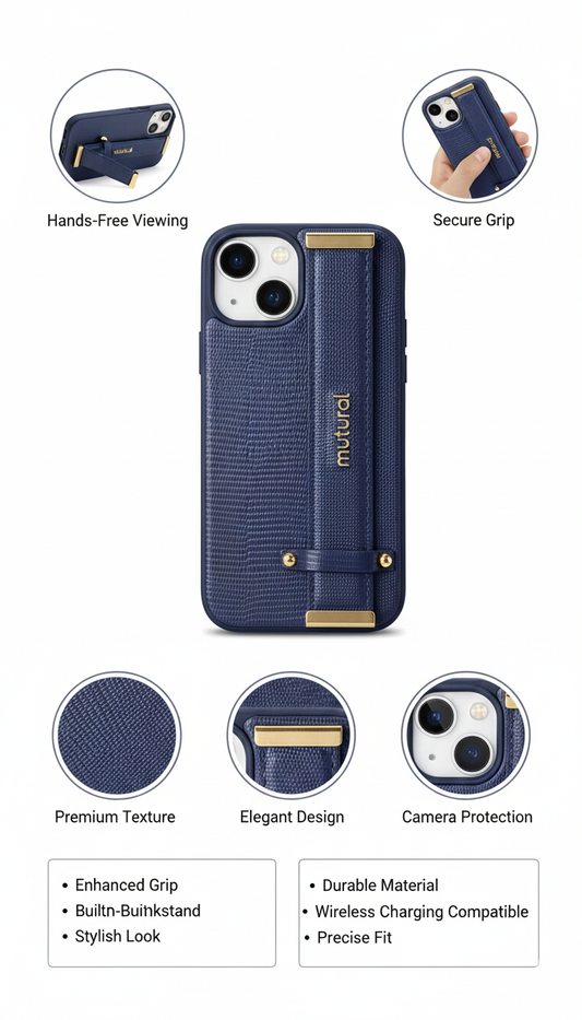 Mutural Premium Grip & Kickstand Phone Case with Wireless Charging Compatibility