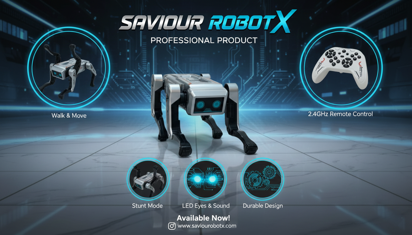 Mini Saviour RobotX Smart RC Robot Toy with Walking Action, Stunt Mode, LED Eyes, Sound Effects, 2.4GHz Remote Control, Durable Design, Educational & Fun Gift for Kids Ages 3+