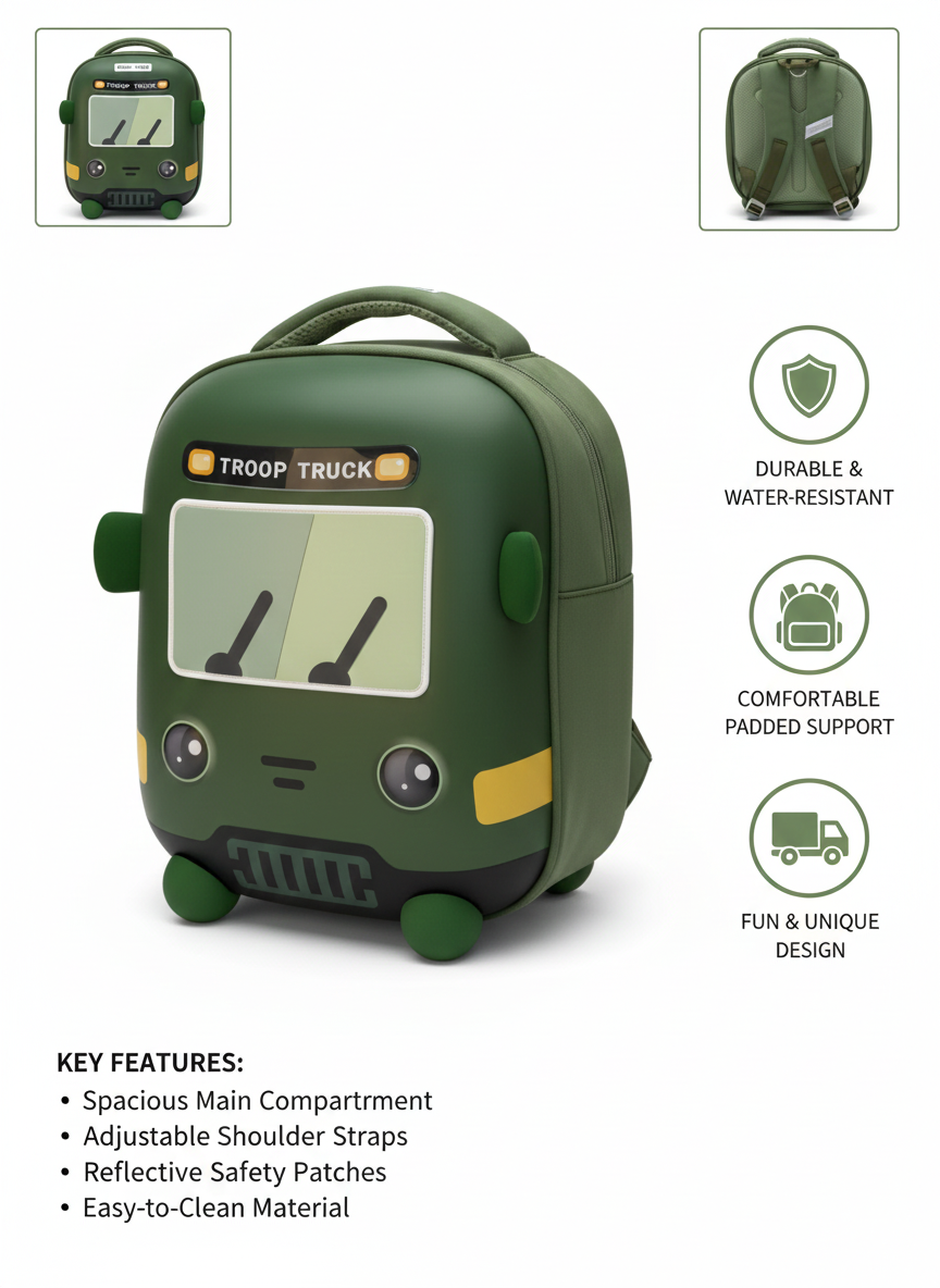 Adventure Troop Truck Backpack for Kids – Lightweight & Durable