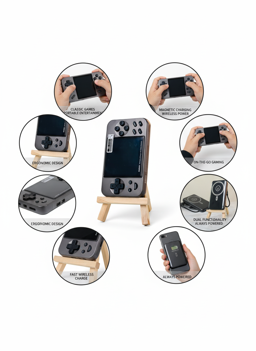 Remax Portable Gaming Console & MagSafe Power Bank – Play & Charge Anywhere