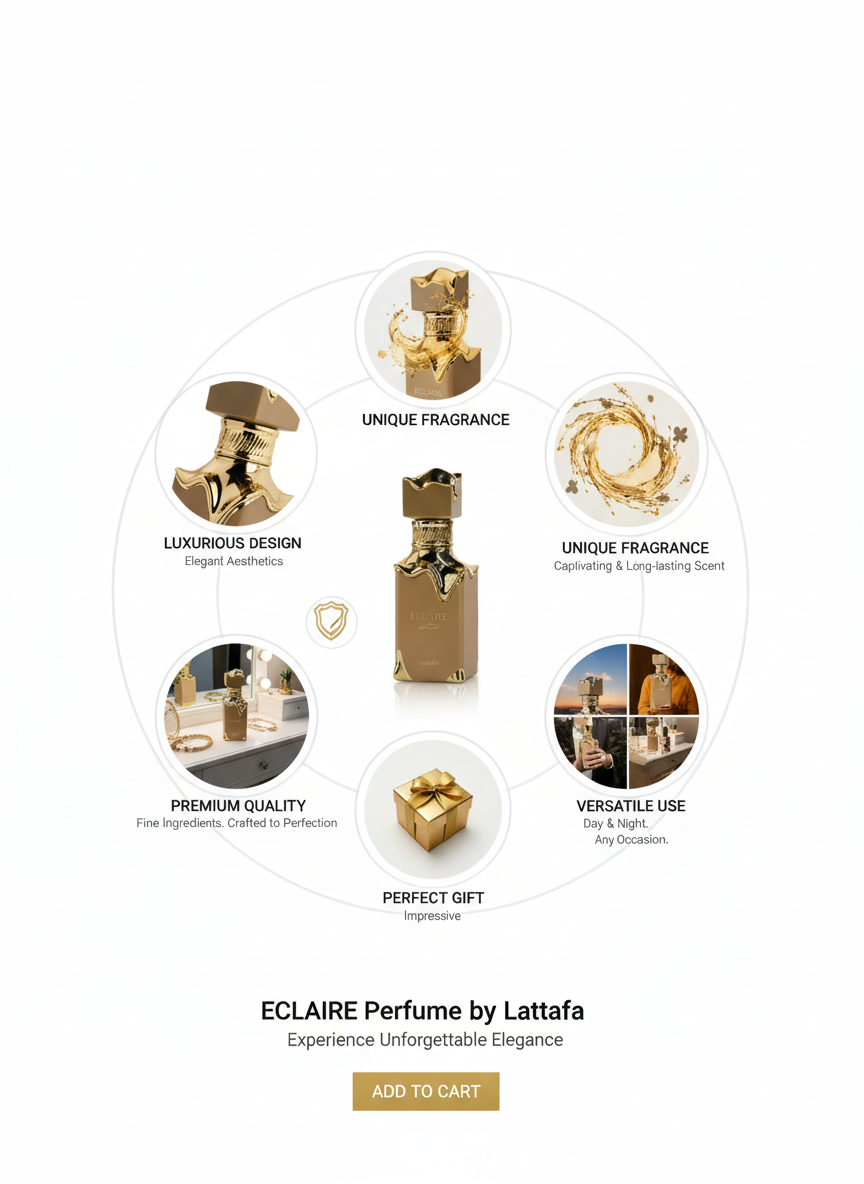 Lattafa Eclaire Eau de Parfum - Day & Night Versatile Luxury Fragrance