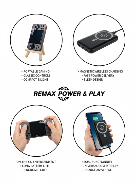 Remax Portable Gaming Console & MagSafe Power Bank – Play & Charge Anywhere