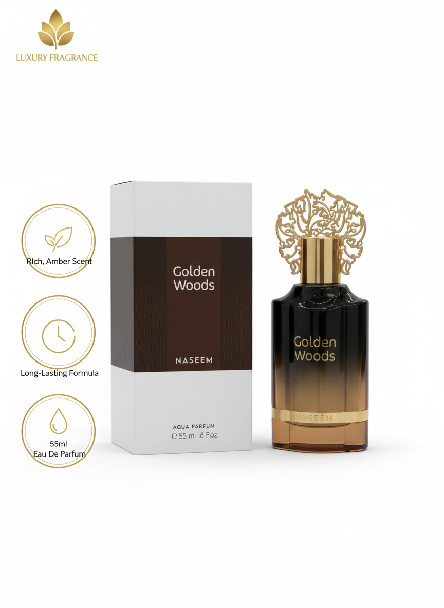 Naseem Golden Woods Perfume – Elite Woody & Oriental Long-Lasting Scent (55ml)