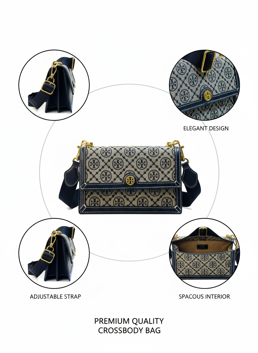 Emphasizing Style & Features Structured Monogram Shoulder Bag with Adjustable Strap - Everyday Elegance