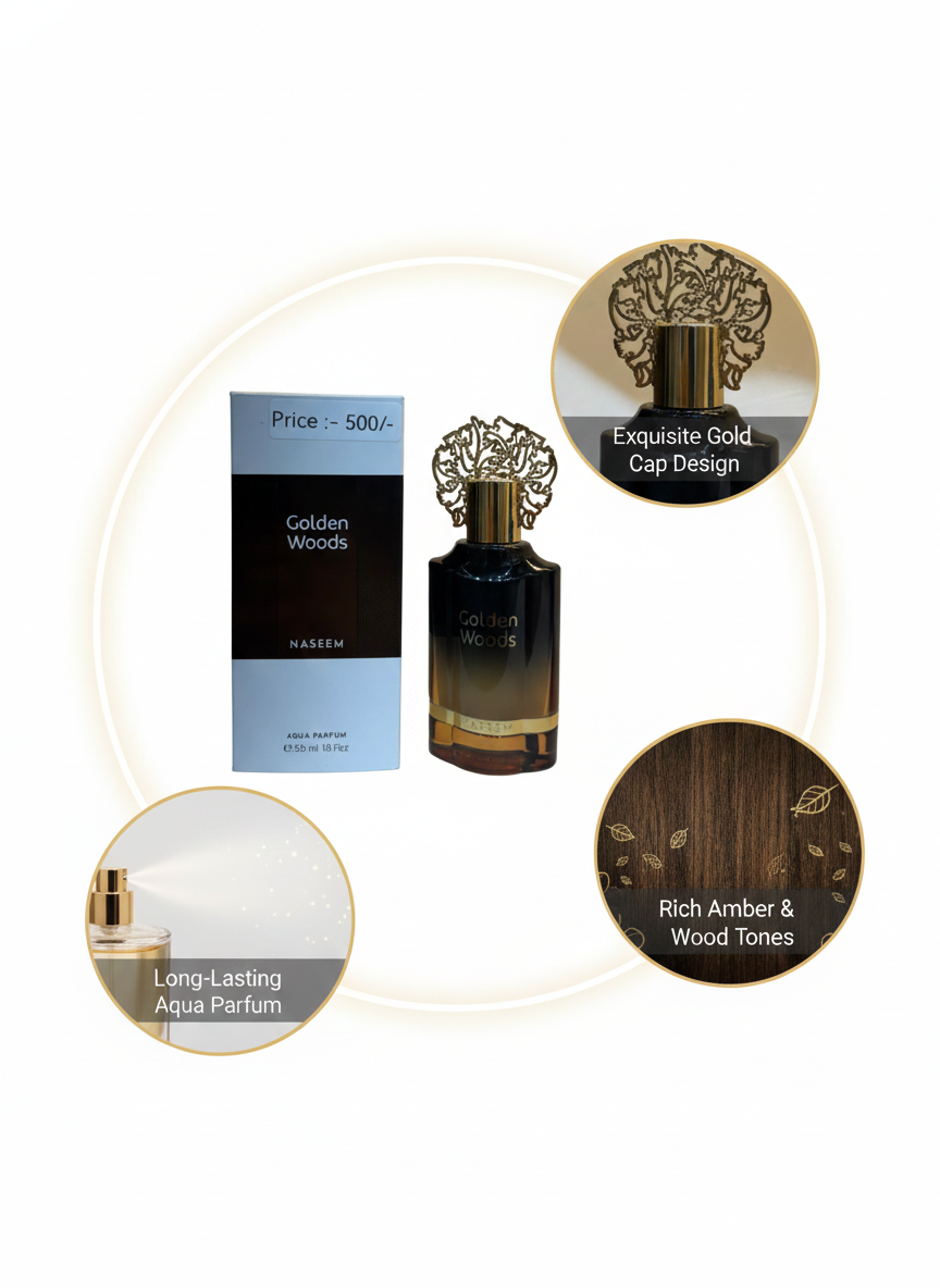 Naseem Golden Woods Perfume – Elite Woody & Oriental Long-Lasting Scent (55ml)