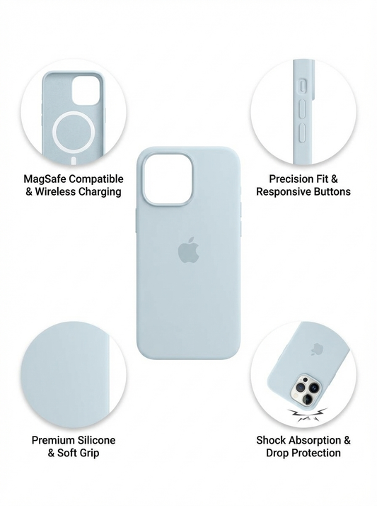 Premium MagSafe Compatible Silicone Phone Case with Soft Grip, Precision Fit Buttons and Shock Absorption Protection for iPhone