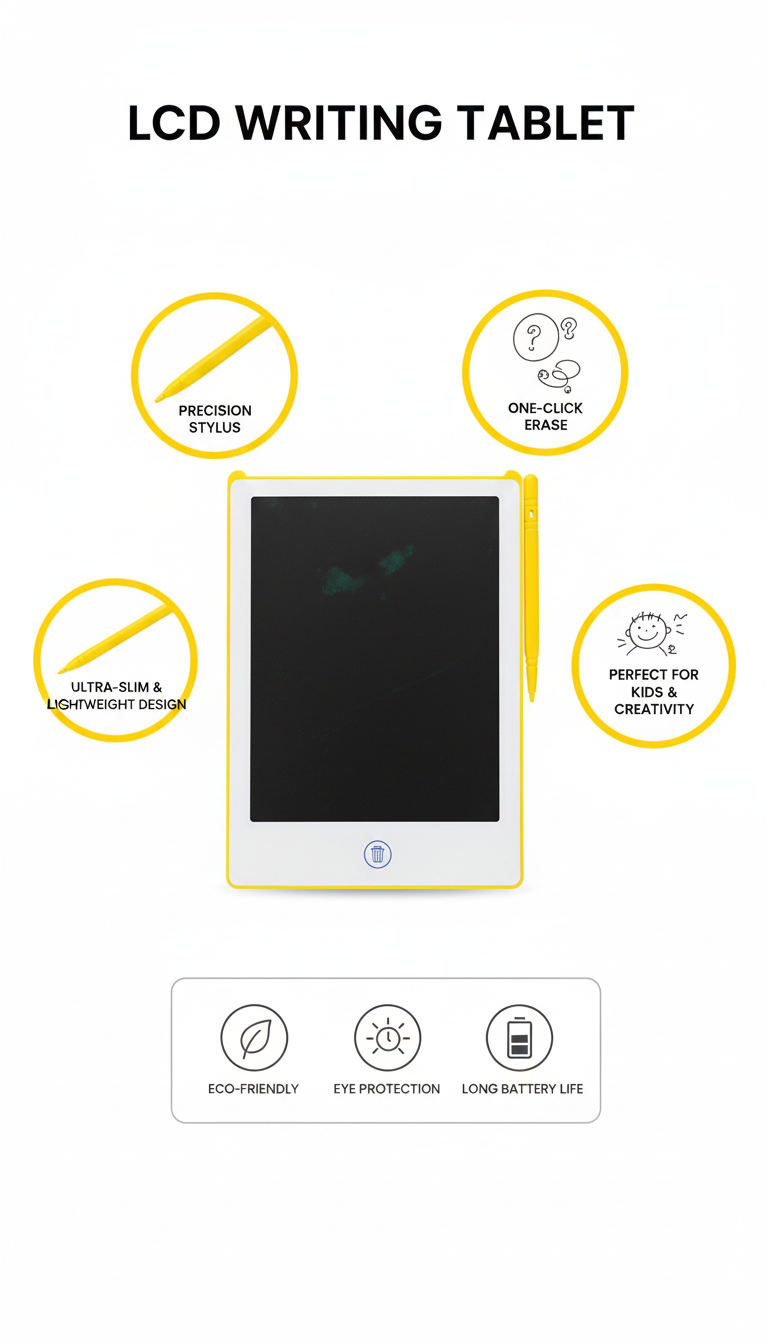 Writing Pad, Eco-Friendly Drawing Board, Educational Learning Toy, Travel-Friendly Gift for Boys and Girls