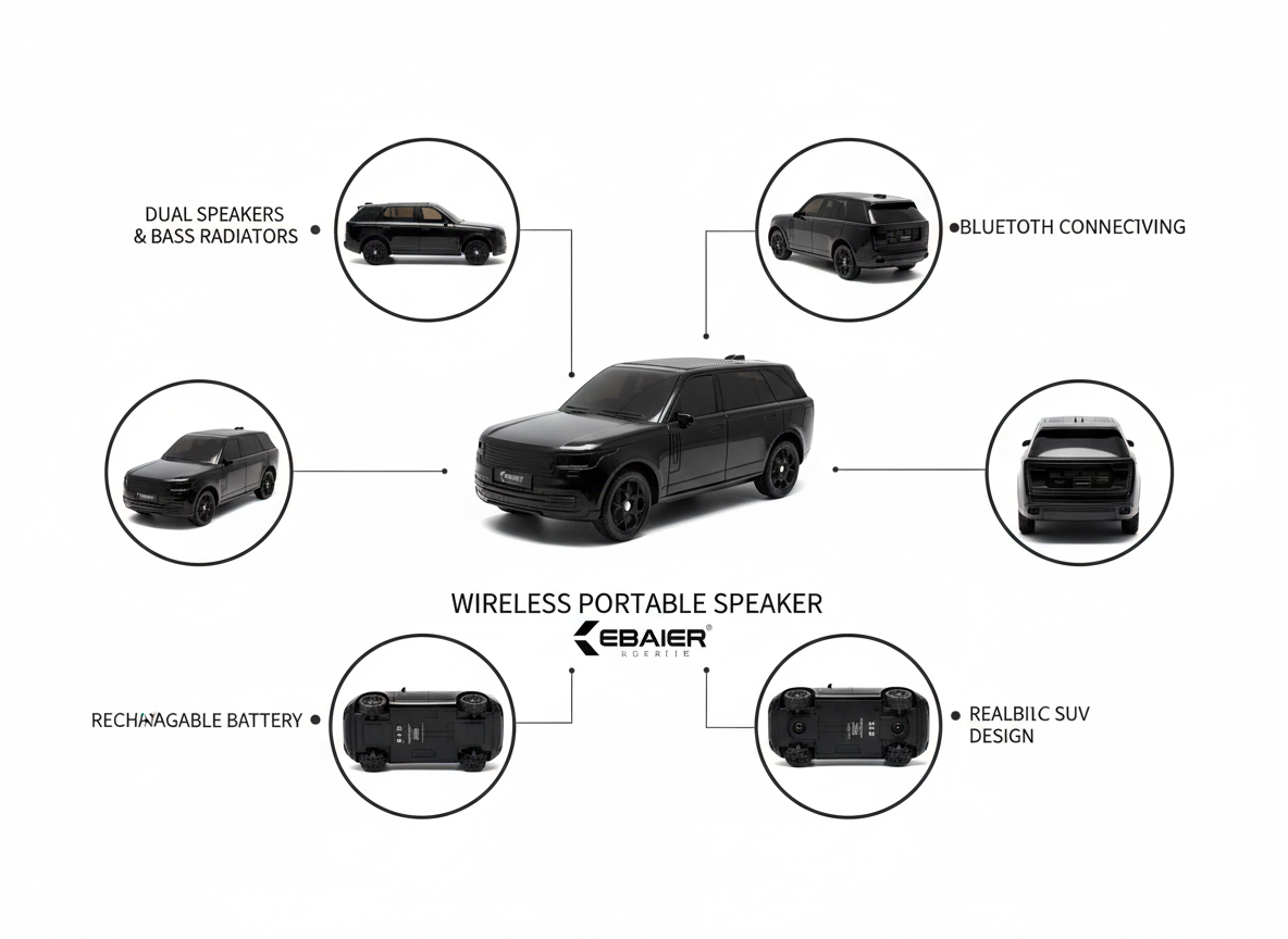 Deluxe Black SUV Toy Model – Authentic 1:24 Scale with Dual USB Ports & LED Features
