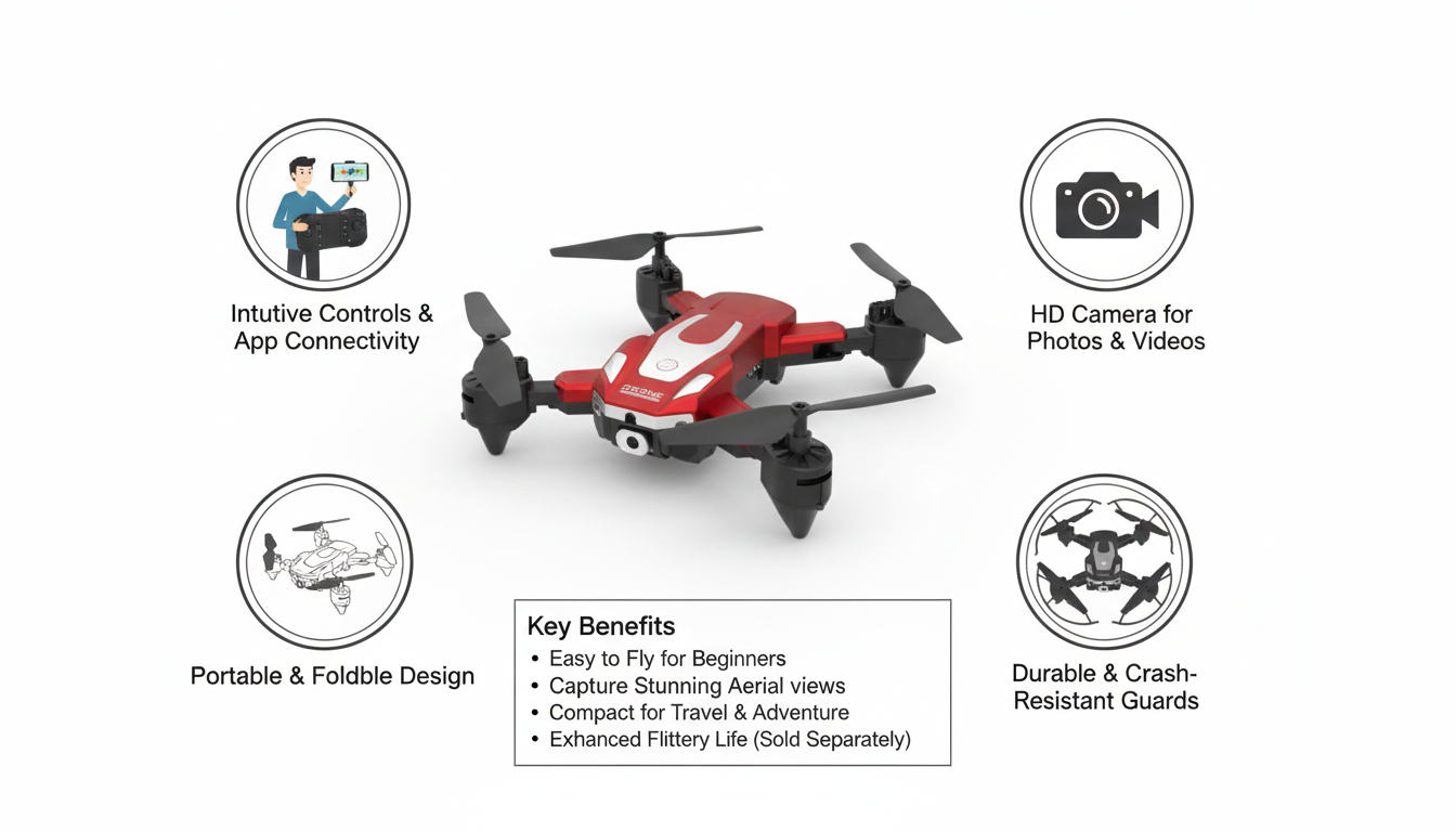 Foldable Mini Camera Drone Toy – Portable, Durable & Easy to Fly