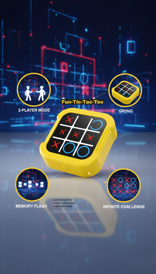 LED Tic-Tac-Toe Electronic Game | Memory Flash + Multi-Mode Logic Trainer Toy
