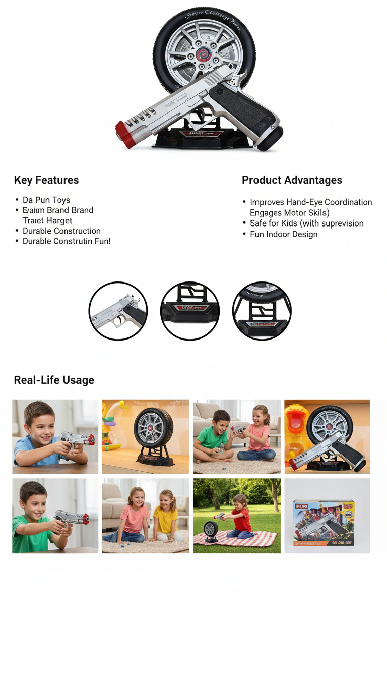 Interactive Shooting Game for Kids – Aim & Focus Training, Rotating Target + Toy Blaster