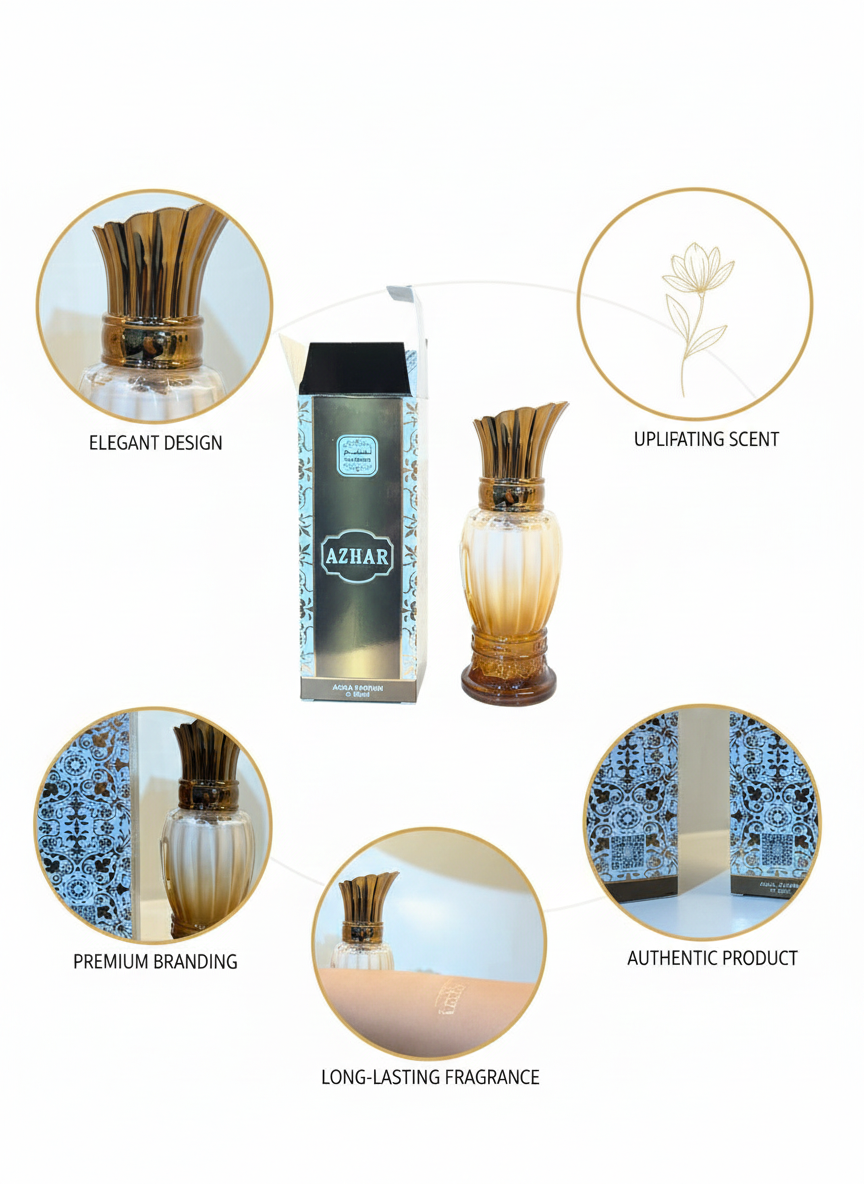 Naseem Azhar Aqua Parfum – Long-Lasting Jasmine and Amberwood Fragrance with Hydrating Formula in Elegant Luxury Bottle