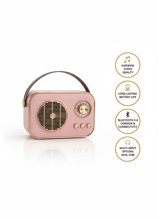 PickPack Portable Vintage Bluetooth Speaker – Retro Style & Premium Sound