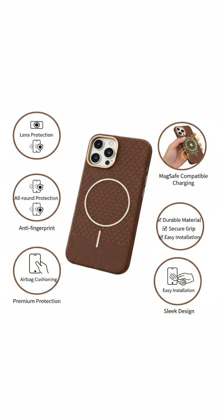 iPhone 16 Premium MagSafe Back Cover – Anti-Fingerprint, Shockproof & Lens Protection