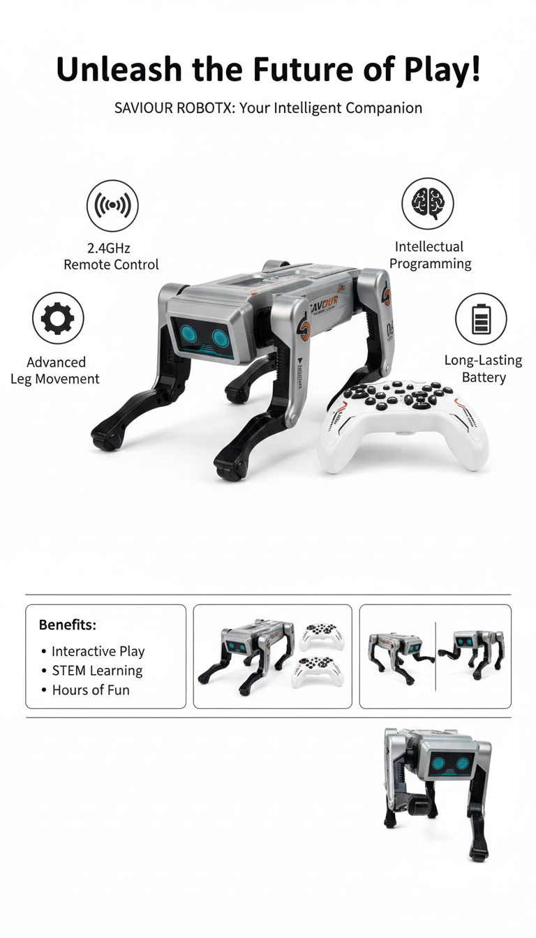 Saviour RobotX - Intelligent 2.4GHz RC Quadruped Robot Dog Toy with Advanced Movement