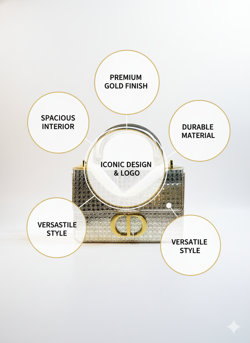 High-Shine Gold Fashion Handbag for Day & Night