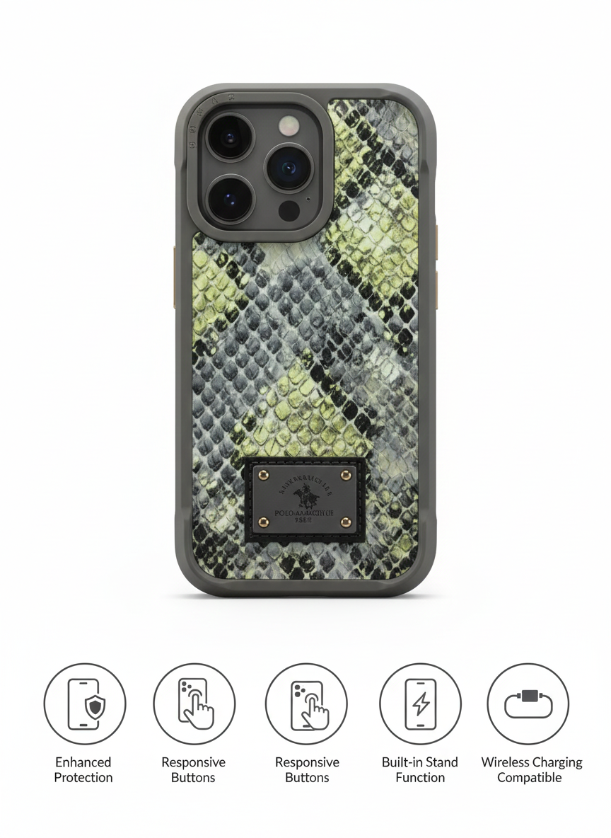 Luxury Snake Skin Back Cover for iPhone 16 Pro | Protective & Stylish