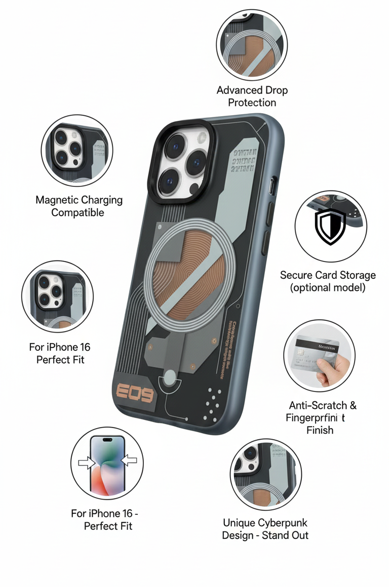 Premium Magnetic Clear Phone Case with Wireless Charging Support, Raised Camera Protection, and Shock Absorbing Design