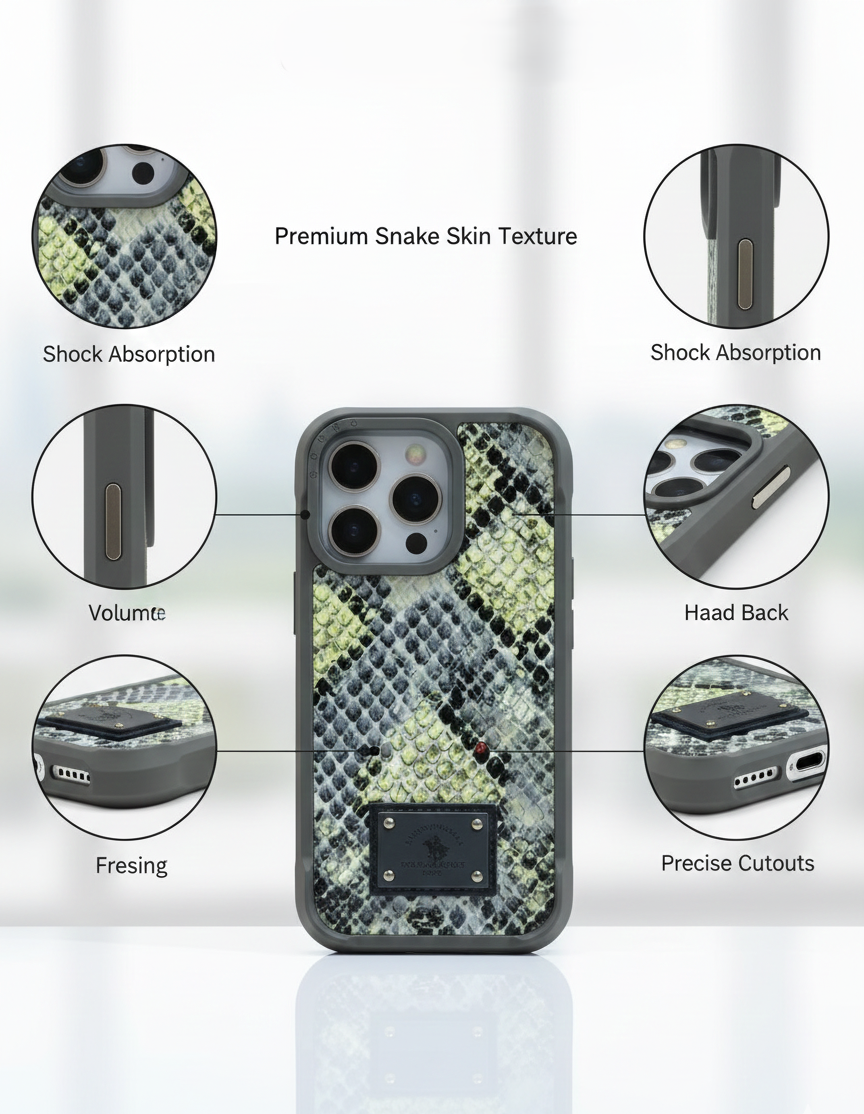 Luxury Snake Skin Back Cover for iPhone 16 Pro | Protective & Stylish
