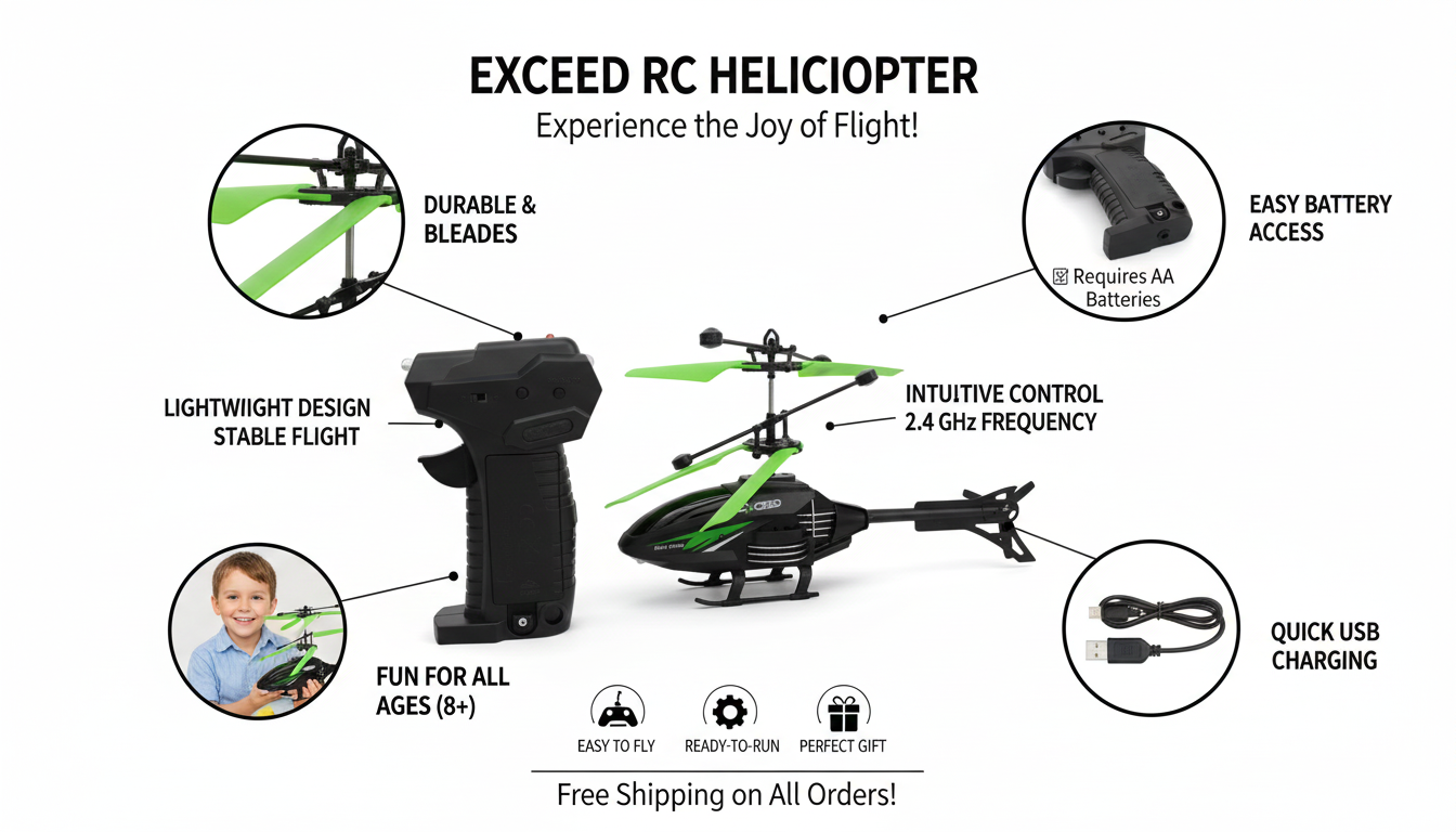 EXEED Best Drone Remote Control Toy Helicopter with Precision Controller, Aerodynamic Blades and Easy Charging for Kids and Beginners