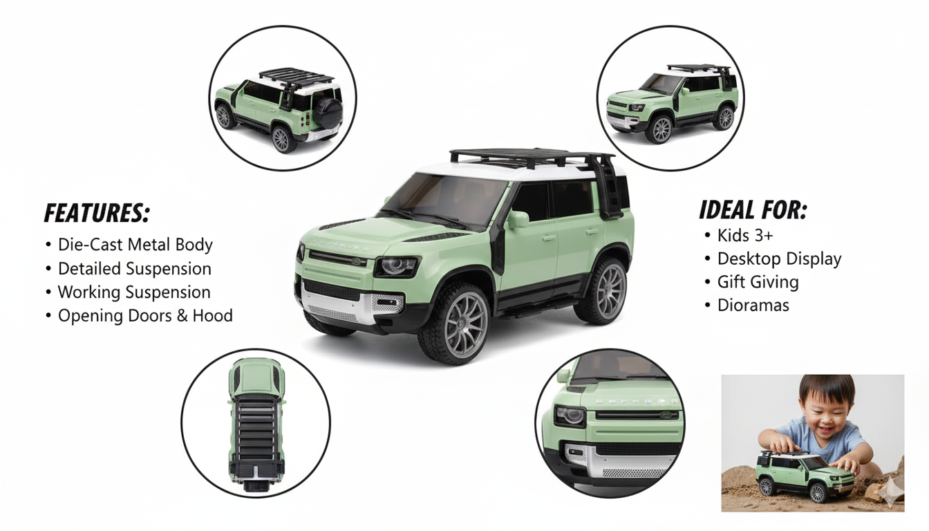 Premium Adventure Series Off-Road Toy SUV Model Car with Realistic Detailing, Rugged Design, Durable Build, Smooth Rolling Wheels, Collector Display Piece for Kids and Enthusiasts of all ages, great gift