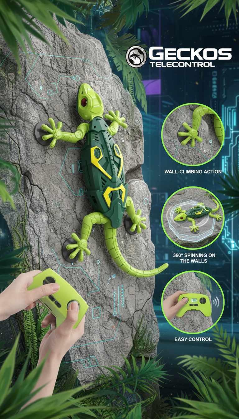 Geckos Telecontrol RC Wall-Climbing Lizard – 360° Spinning Remote Control Toy
