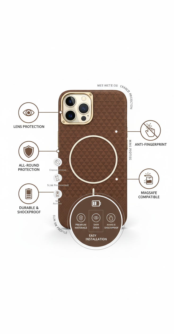 iPhone 16 Premium MagSafe Back Cover – Anti-Fingerprint, Shockproof & Lens Protection