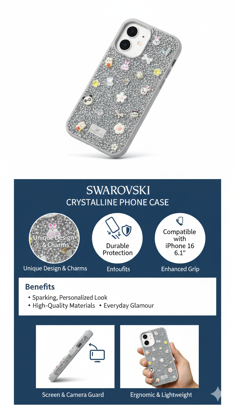 Swarovski Crystalline Sparkling Design Protective 12 Pro Phone Case – Luxury Glitter Finish, Precision Fit & Everyday Protection