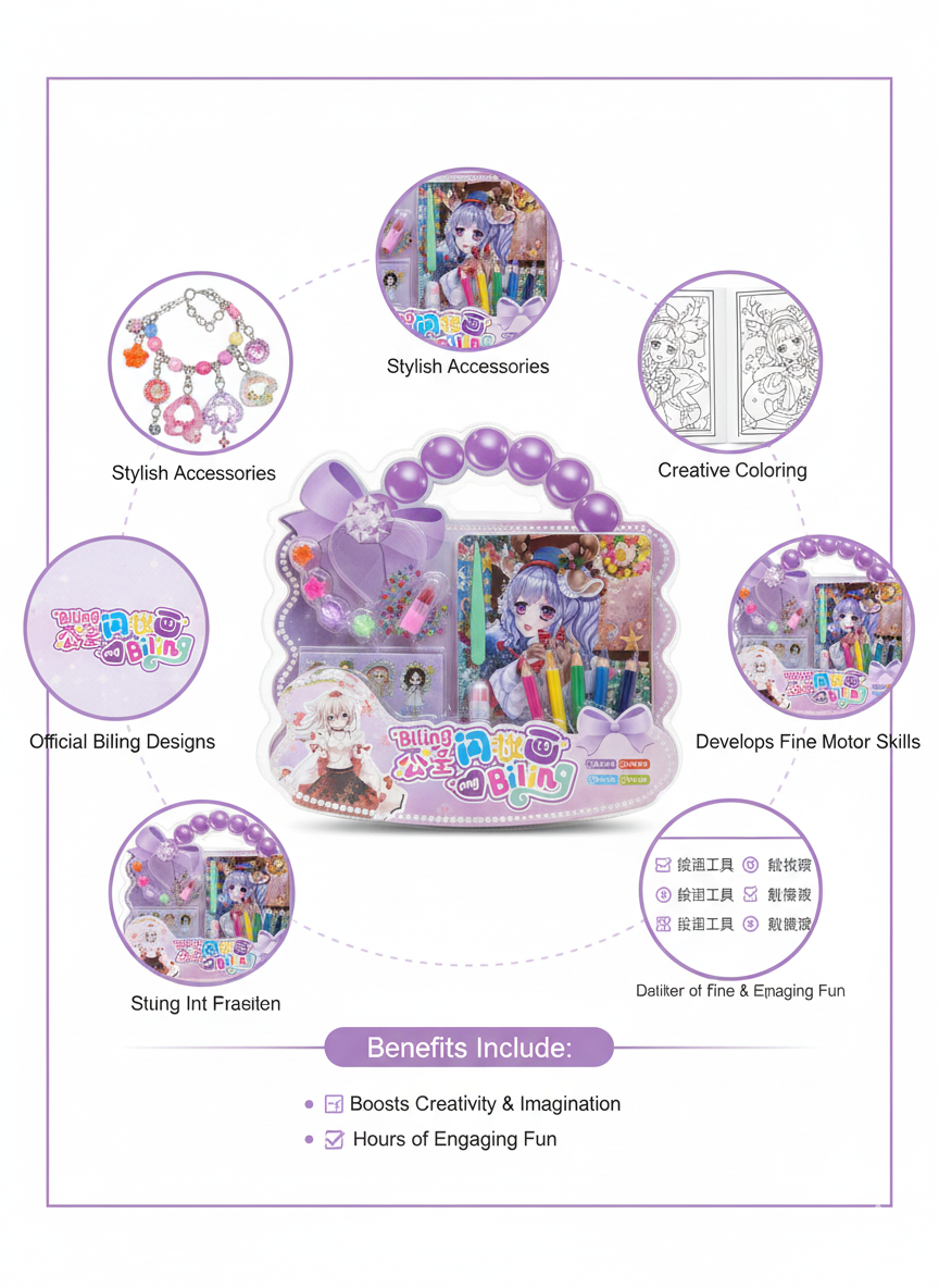 Magical Princess DIY Glitter Art & Fashion Design Creativity Set with Anime Craft Accessories, Sparkle Tools, Coloring Pens, Beads, Stickers & Style Kit
