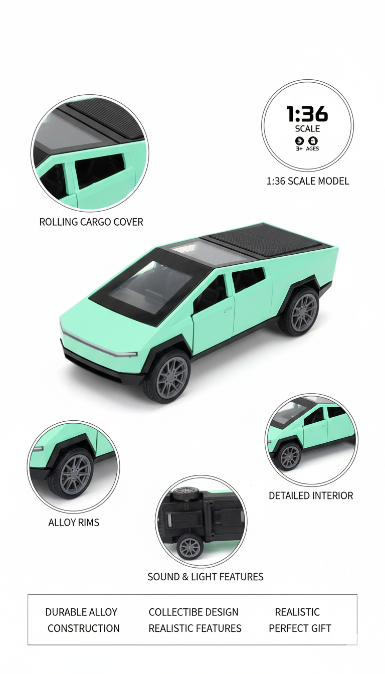 Durable Geometric Alloy Truck Toy Car with Realistic Rubber Tires | High-Quality Imaginative Play Model