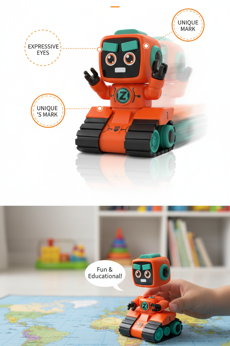 Z-BOT Interactive Robot Toy – Durable Tracks, Movable Head, Battery Powered