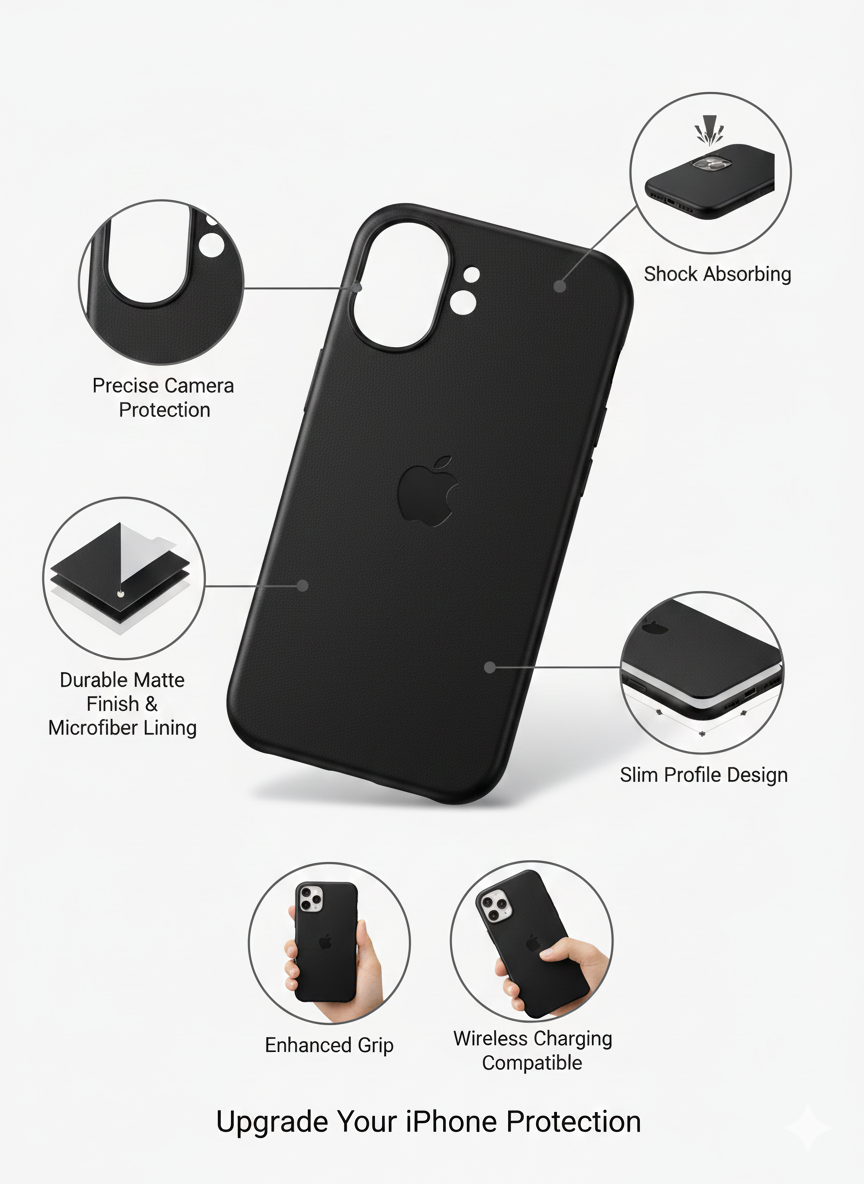 Premium Soft-Touch Shockproof iPhone Case with Slim Lightweight Protection and Wireless Charging Compatibility