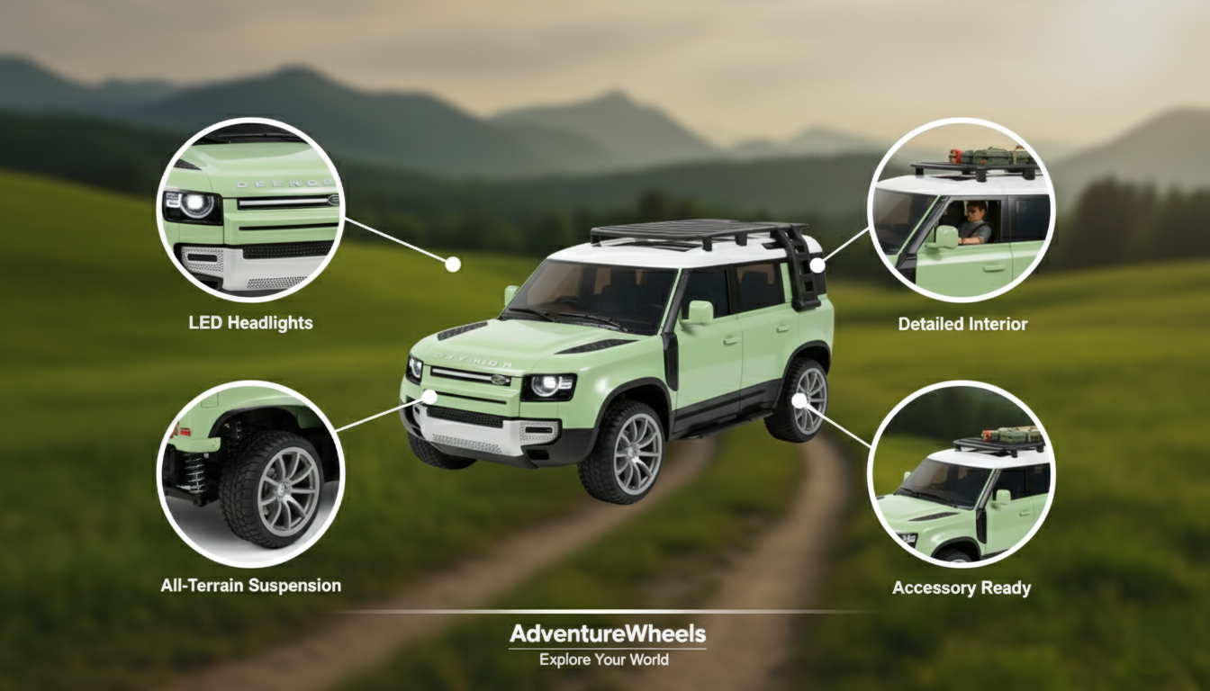 1:16 Scale Remote Control Off-Road SUV Toy Car with 5-Channel Control, Roof Rack and Ladder – Durable RC Adventure Vehicle for Kids and Adults