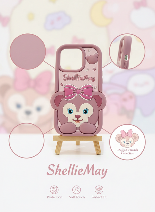 Cute Disney ShellieMay Bow Design Phone Cover for iPhone 13, 14, 15, 16 Pro - Enhanced Protection