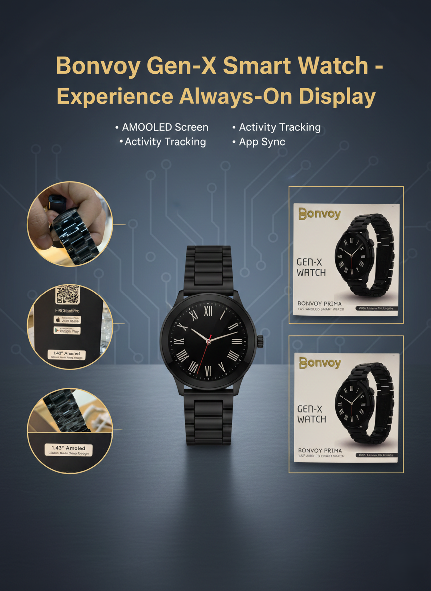 Bonvoy Gen-X Premium AMOLED Smart Watch – Classic Metal Edition