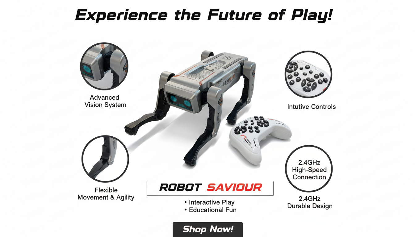 Mini Saviour RobotX Smart RC Robot Toy with Walking Action, Stunt Mode, LED Eyes, Sound Effects, 2.4GHz Remote Control, Durable Design, Educational & Fun Gift for Kids Ages 3+