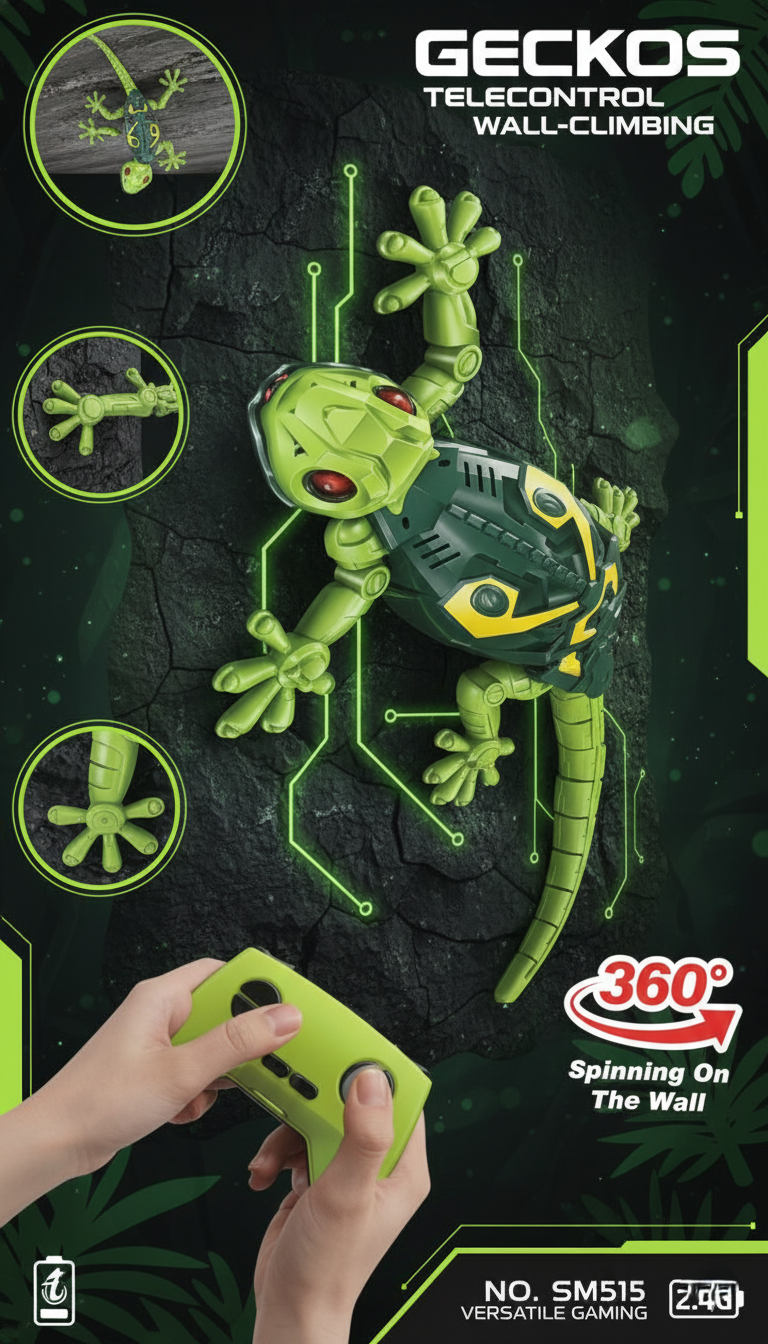 Geckos Telecontrol RC Wall-Climbing Lizard – 360° Spinning Remote Control Toy