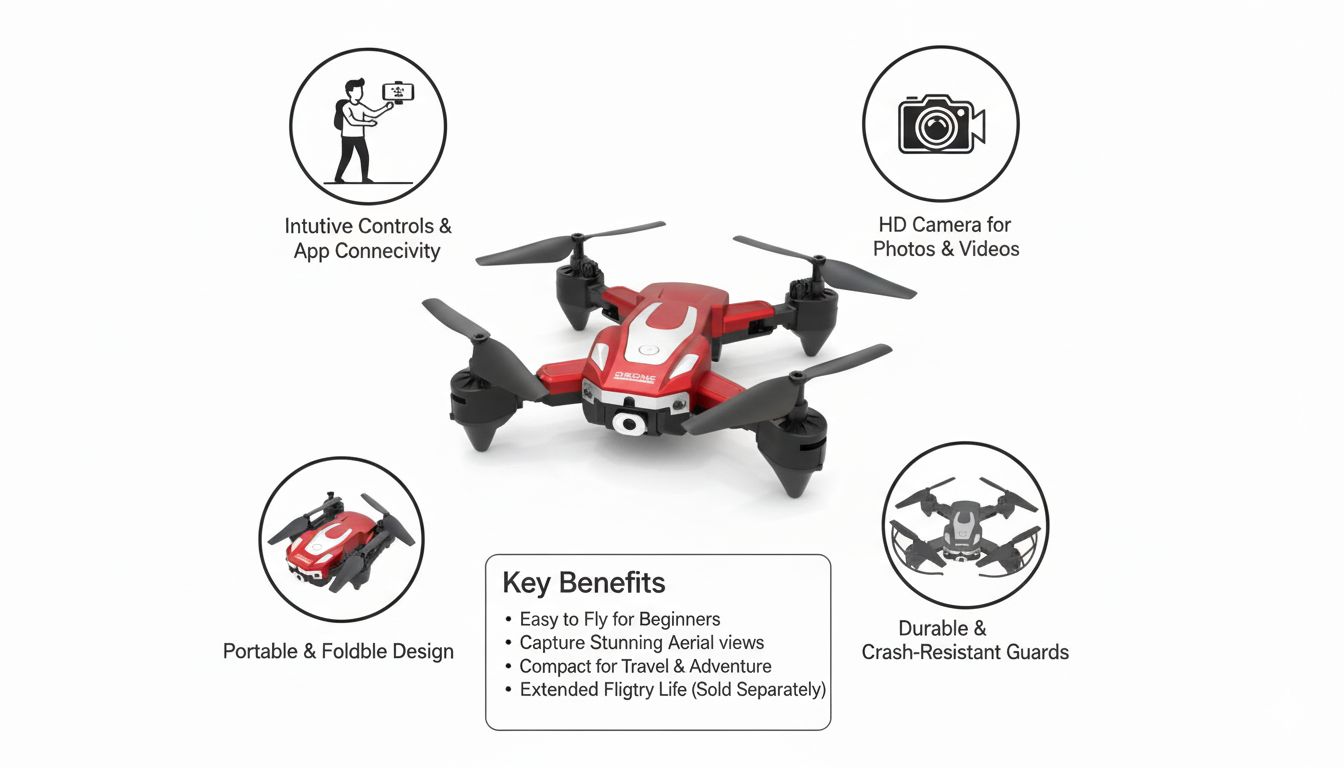 Foldable Mini Camera Drone Toy – Portable, Durable & Easy to Fly