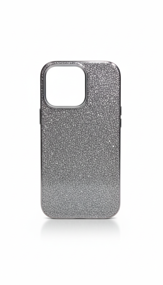Premium Silver Glitter Slim Protective Phone Case with Camera Protection and Wireless Charging Support