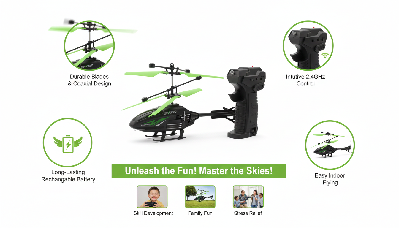 EXEED Best Drone Remote Control Toy Helicopter with Precision Controller, Aerodynamic Blades and Easy Charging for Kids and Beginners