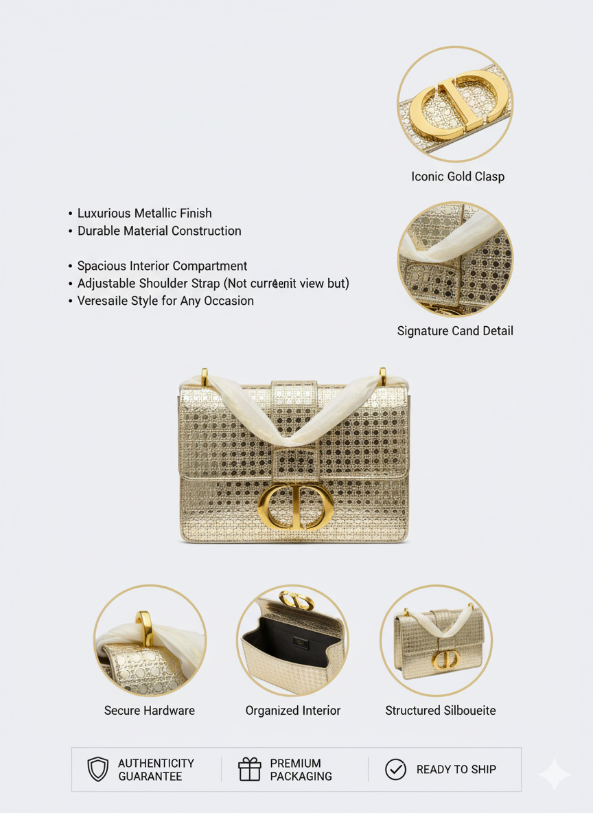High-Shine Gold Fashion Handbag for Day & Night