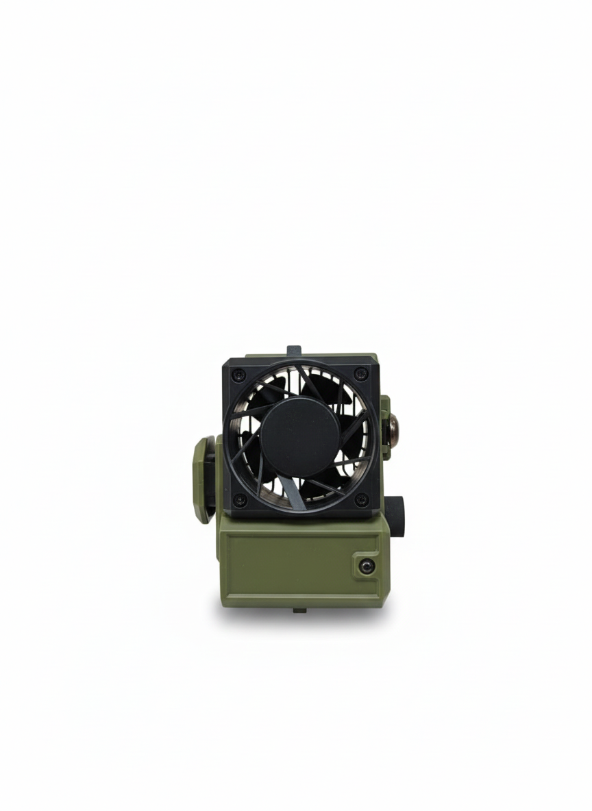 Portable Tactical Mini Fan with Powerful Airflow, Long-Lasting Rechargeable Battery, Fast USB-C Charging, Rugged Military Design, Compact Outdoor Cooling Device for Camping, Travel, Desk Use and Everyday Heat Relief