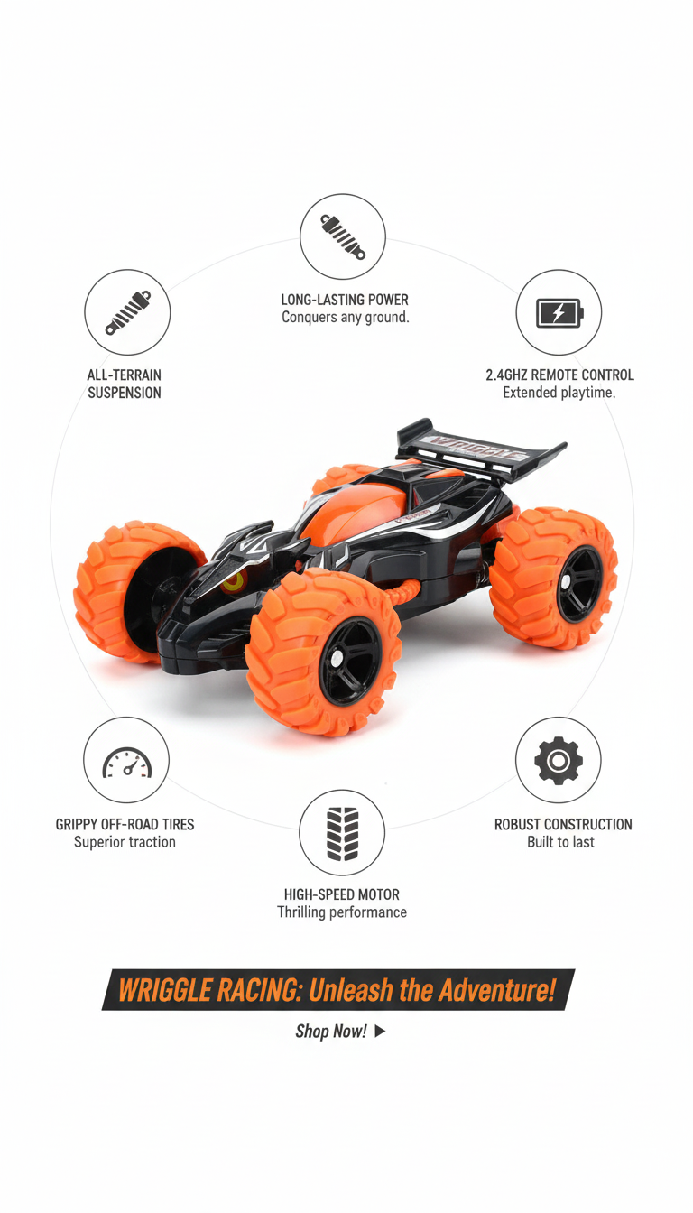 Wriggle Racing Off-Road RC Car – High-Speed, Extreme Traction Toy