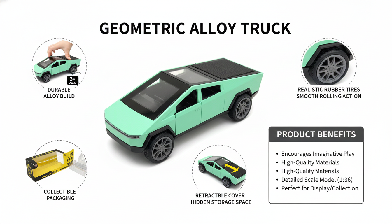Durable Geometric Alloy Truck Toy Car with Realistic Rubber Tires | High-Quality Imaginative Play Model