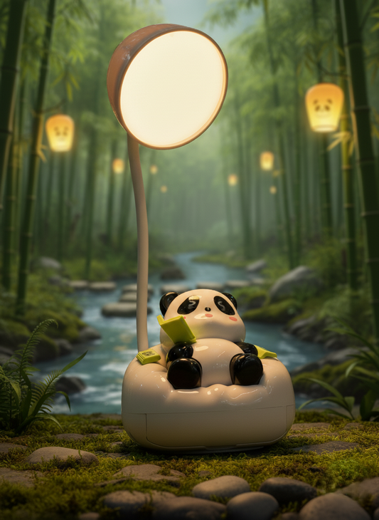 Cute Panda LED Desk Lamp with Phone Holder – Rechargeable Night Light for Study & Bedroom Decor