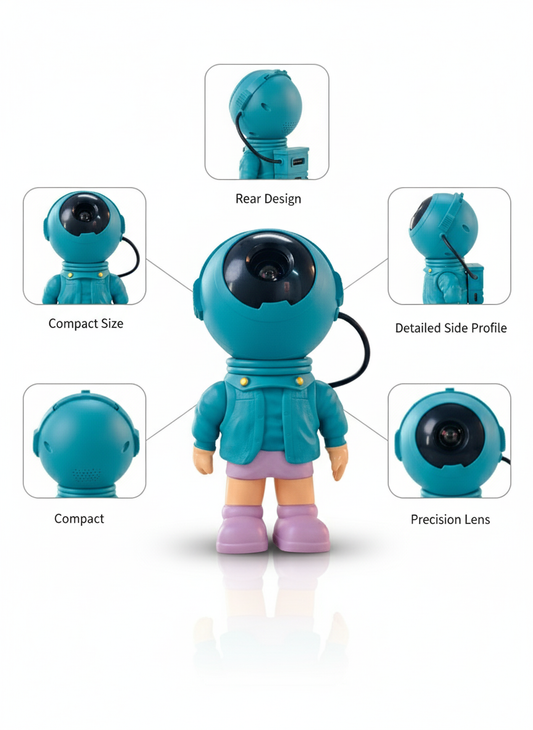 Mini Astronaut Character Projector – 360° HD Lens, Cooling Vent System & Space-Inspired Compact Design