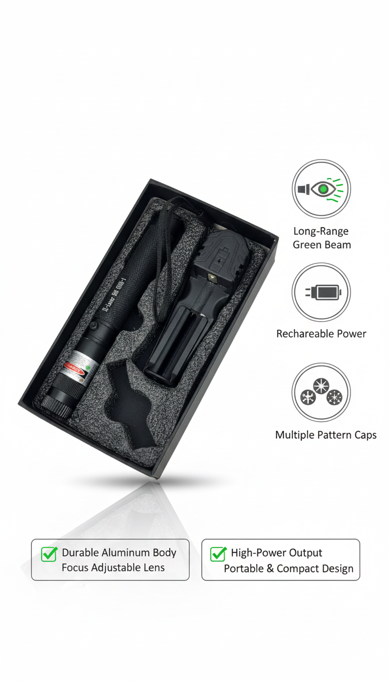 Ultra-Bright Green Laser Pointer — Rechargeable, Pocket-Size