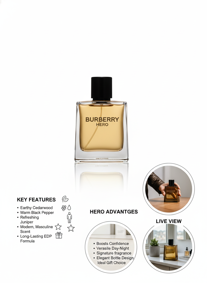 Burberry Hero EDP: Modern Masculine Scent with Cedarwood & Juniper